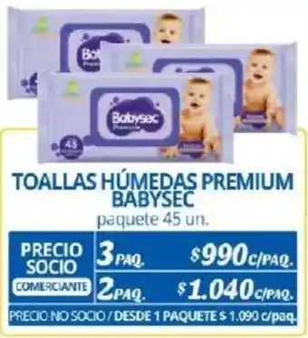 Alvi TOALLAS HÚMEDAS PREMIUM BABYSEC paquete 45un x 3paq oferta