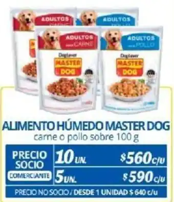 Alvi ALIMENTO HÚMEDO MASTER DOG carne o pollo sobre 100g x 10un oferta