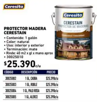 Construmart Protector Madera Cerestain 1 Galón oferta