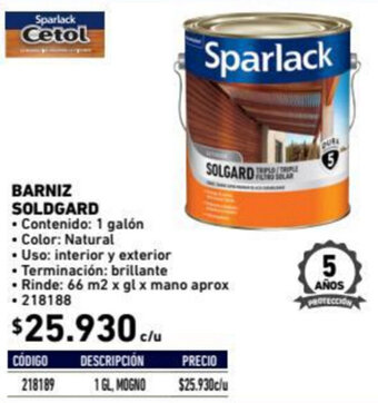 Construmart Barniz Soldgard 1 Galón oferta
