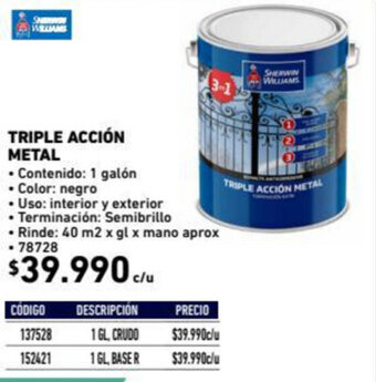 Construmart Triple Acción Metal 1 Galón oferta