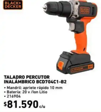 Construmart Black+Decker Taladro Percutor Inalámbrico BCD704C1-B2 20V oferta
