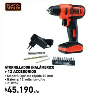 Construmart Black & Decker Atornillador Inalámbrico + 12 Accesorios 12V 10mm oferta