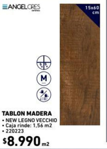Construmart Angel Gres Tablon Madera 15x60cm oferta