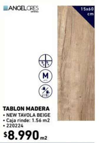 Construmart Angel Gres Tablon Madera 15x60cm oferta