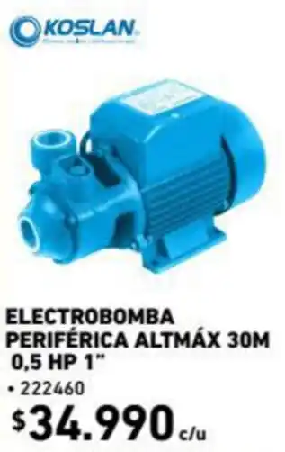 Construmart Koslan Electrobomba Periférica Altmáx 30M 0,5 HP 1" oferta
