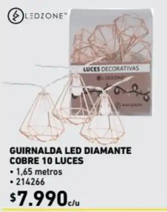 Construmart Guirnalda LED Diamante Cobre 10 Luces oferta