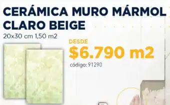 Construmart Cerámica Muro Mármol Claro Beige 20 x 30cm 1,50 m2 oferta