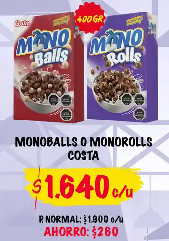 Super Bodega a Cuenta Monoballs O Monorolls Costa 400gr oferta