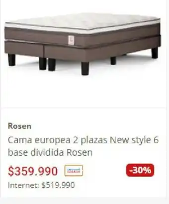 Easy Rosen Cama Europea 2 Plazas New Style 6 Base Dividida Rosen oferta