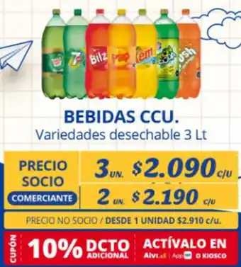 Alvi BEBIDAS CCU. Variedades desechable 3lt x 3un oferta