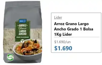 Super Bodega a Cuenta Arroz Grano Largo Ancho Grado 1 Bolsa 1Kg Lider oferta