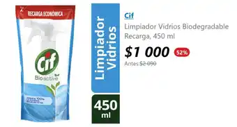 Lider Cif Limpiador Vidrios Biodegradable Recarga, 450 ml oferta