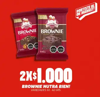 OK Market BROWNIE NUTRA BIEN! VARIEDADES 50 - 62 GRS. x 2 oferta