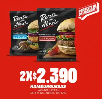 HAMBURGUESAS VACUNO O POLLO RECETA DEL ABUELO 100 GRS. x 2