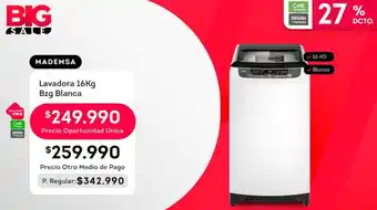 MADEMSA Lavadora 16Kg Bzg Blanca