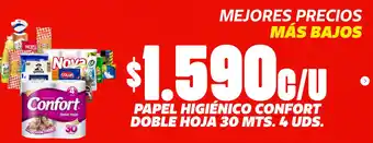 OK Market PAPEL HIGIÉNICO CONFORT DOBLE HOJA 30 MTS 4 UDS oferta