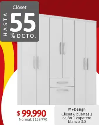 Easy M+Design Clóset 6 puertas 1 cajón 1 zapatero blanco 3.0 oferta