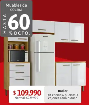 Easy Rödler Kit cocina 6 puertas 3 cajones Lana blanco oferta