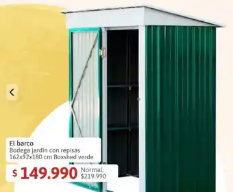 Easy El barco Bodega jardín con repisas 162x92x180 cm Boxshed verde oferta