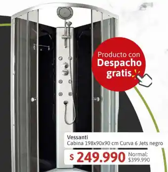 Easy Vessanti Cabina 198x90x90 cm Curva 6 Jets negro oferta