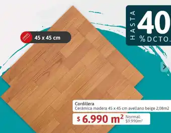 Cordillera Cerámica madera 45 x 45 cm avellano beige 2,08m2