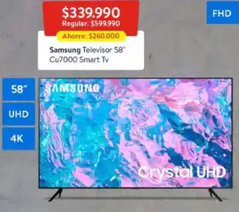 Lider Samsung Televisor 58" Cu7000 Smart Tv oferta