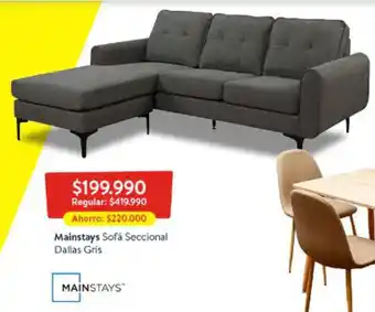 Mainstays Sofá Seccional Dallas Gris