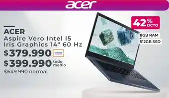 Paris ACER Aspire Vero Intel 15 Iris Graphics 14" 60 Hz oferta