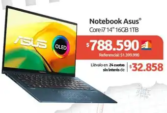 PC Factory Notebook Asus Core i7 14" 16GB 1TB oferta