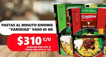 La Oferta Pastas Al Minuto Sinomie "Variedad" Vaso 65gr oferta