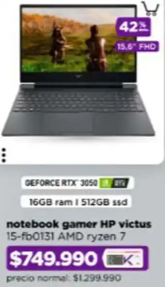 Ripley Notebook gamer HP victus 15-fb0131 AMD ryzen 7 oferta