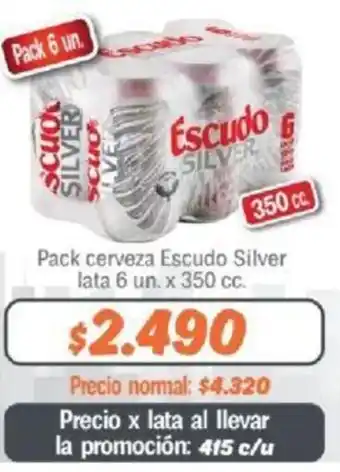 Mayorista 10 Pack cerveza Escudo Silver lata 6 un. x 350cc oferta