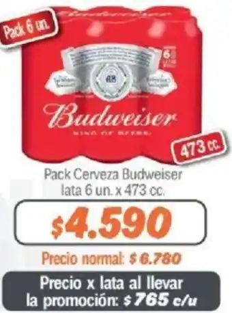 Mayorista 10 Pack Cerveza Budweiser lata 6 un. x 473cc oferta