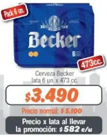 Mayorista 10 Cerveza Becker lata 6 un, x 473cc oferta