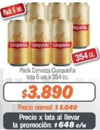 Mayorista 10 Pack Cerveza Cusqueña lata 6 un. x 354cc oferta