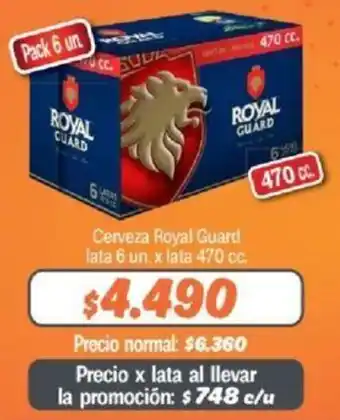 Mayorista 10 Cerveza Royal Guard lata 6 un. x lata 470cc oferta