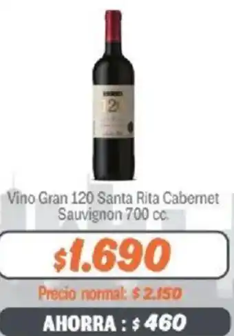 Mayorista 10 Vino Gran 120 Santa Rita Cabernet Sauvignon 700cc oferta