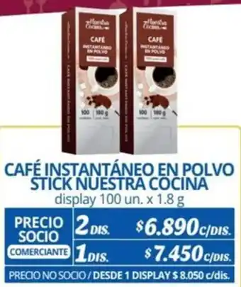 Alvi CAFÉ INSTANTÁNEO EN POLVO STICK NUESTRA COCINA display 100 un. x 1.8g x 2dis oferta