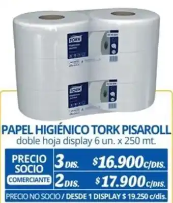 Alvi PAPEL HIGIÉNICO TORK PISAROLL doble hoja display 6 un. x 250 mt x 3dis oferta