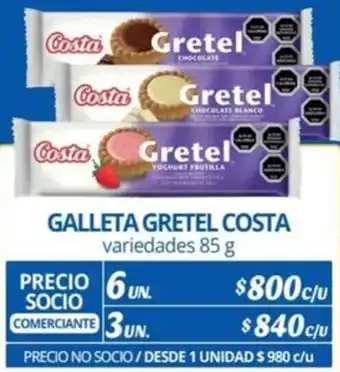 Alvi GALLETA GRETEL COSTA variedades 85g x 6un oferta