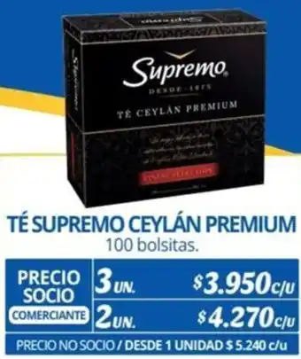 Alvi TÉ SUPREMO CEYLÁN PREMIUM 100 bolsitas x 3un oferta