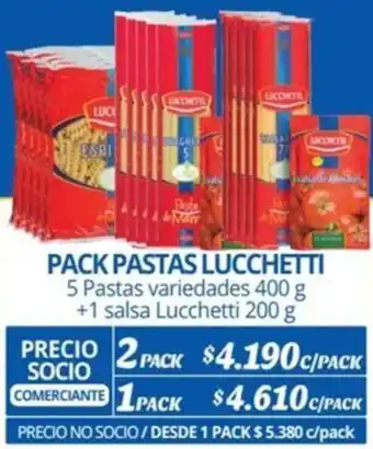 Alvi PACK PASTAS LUCCHETTI 5 Pastas variedades 400 g +1 salsa Lucchetti 200g x 2pack oferta