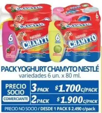 Alvi PACK YOGHURT CHAMYTO NESTLÉ variedades 6 un. x 80ml x 3 pack oferta