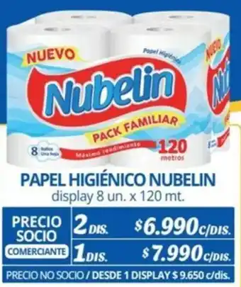 Alvi PAPEL HIGIÉNICO NUBELIN display 8 un. x 120 mt x 2 dis oferta