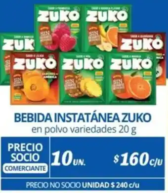 Alvi BEBIDA INSTATÁNEA ZUKO en polvo variedades 20g x 10un oferta