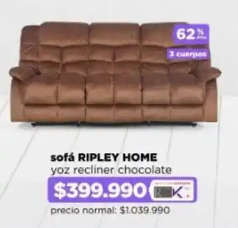 Ripley sofá RIPLEY HOME yoz recliner chocolate oferta