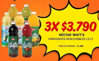 Mayorista 10 NECTAR WATT'S VARIEDADES DESECHABLES 3X1,5LT oferta