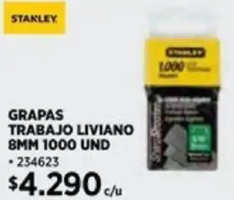 Construmart STANLEY GRAPAS TRABAJO LIVIANO 8MM 1000 UND oferta