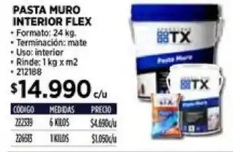 Construmart PASTA MURO INTERIOR FLEX 24kg oferta